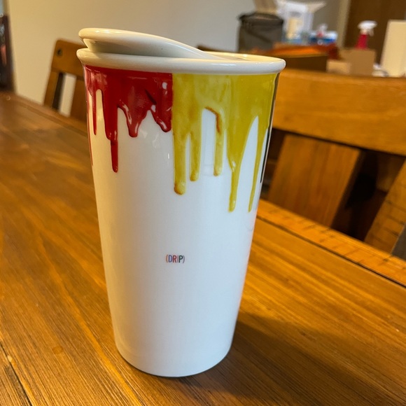 Starbucks tumbler mug 2014 Band of Outsiders Wet Paint Colors Rainbow Drip. - Picture 2 of 3